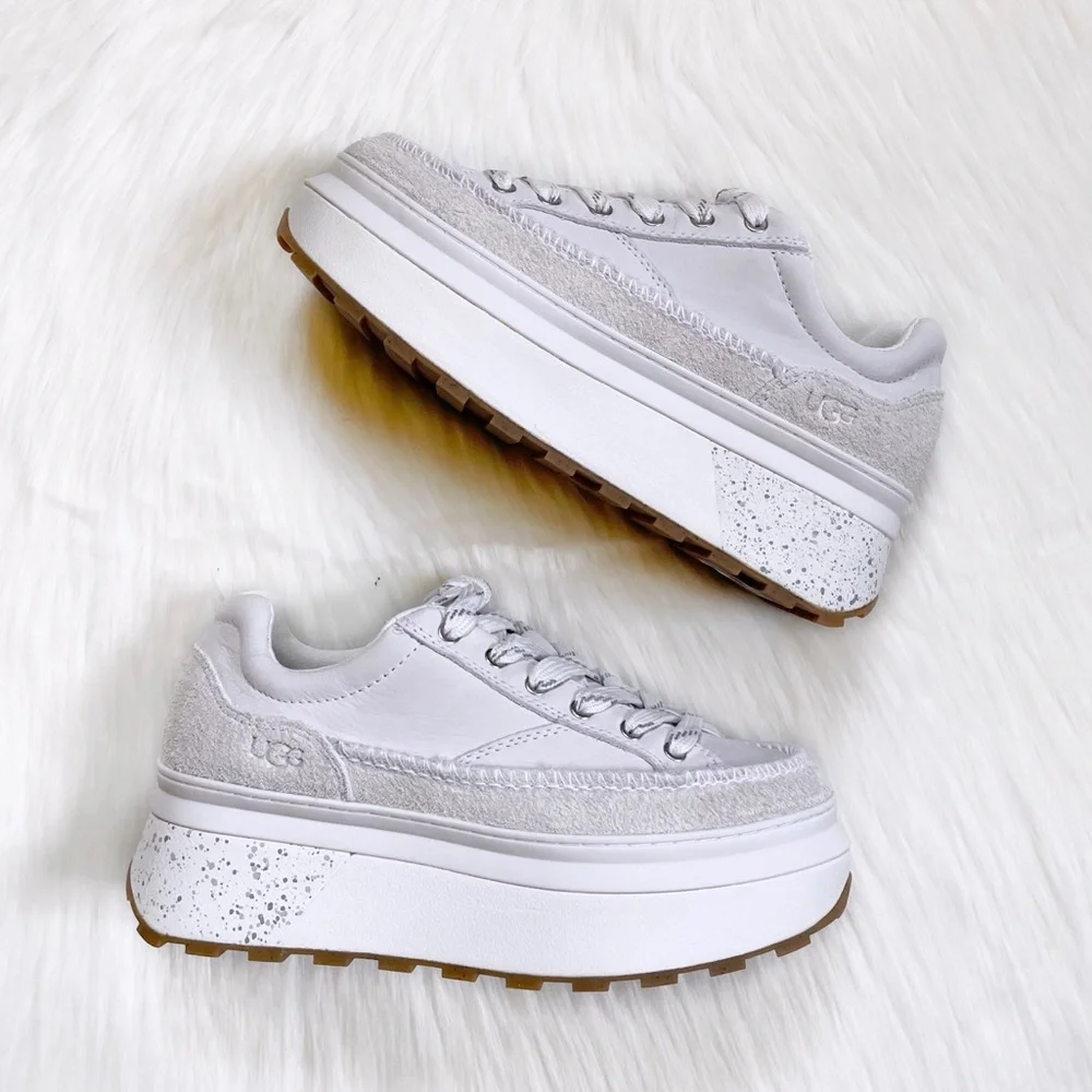 UGG Women’s Marin Lace Platform White Leather Sneakers - Picture 6 of 7